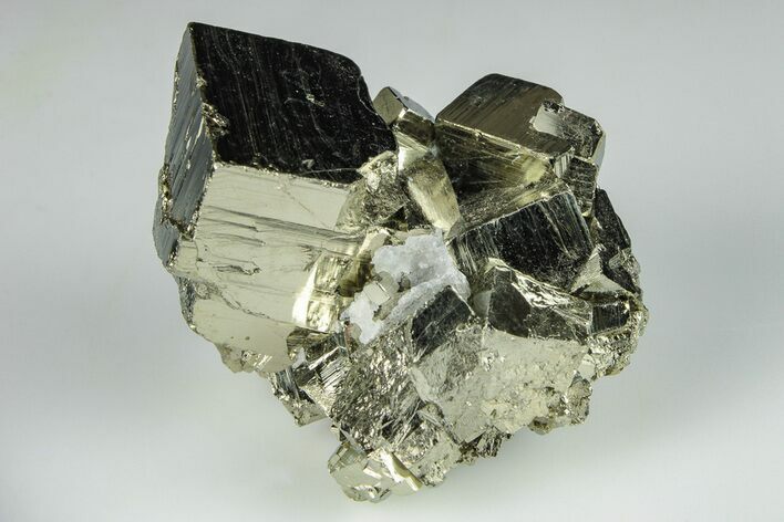 Shiny, Cubic Pyrite Crystal Cluster - Peru #195724